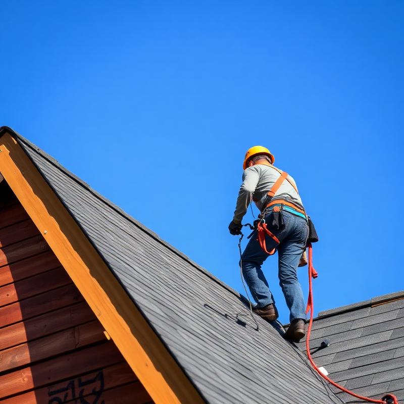 Roofer installing asphalt shingles on a New Jersey home