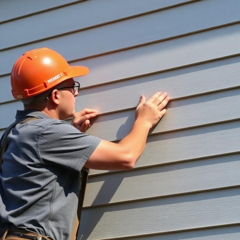 Contractor installing vinyl siding panels
